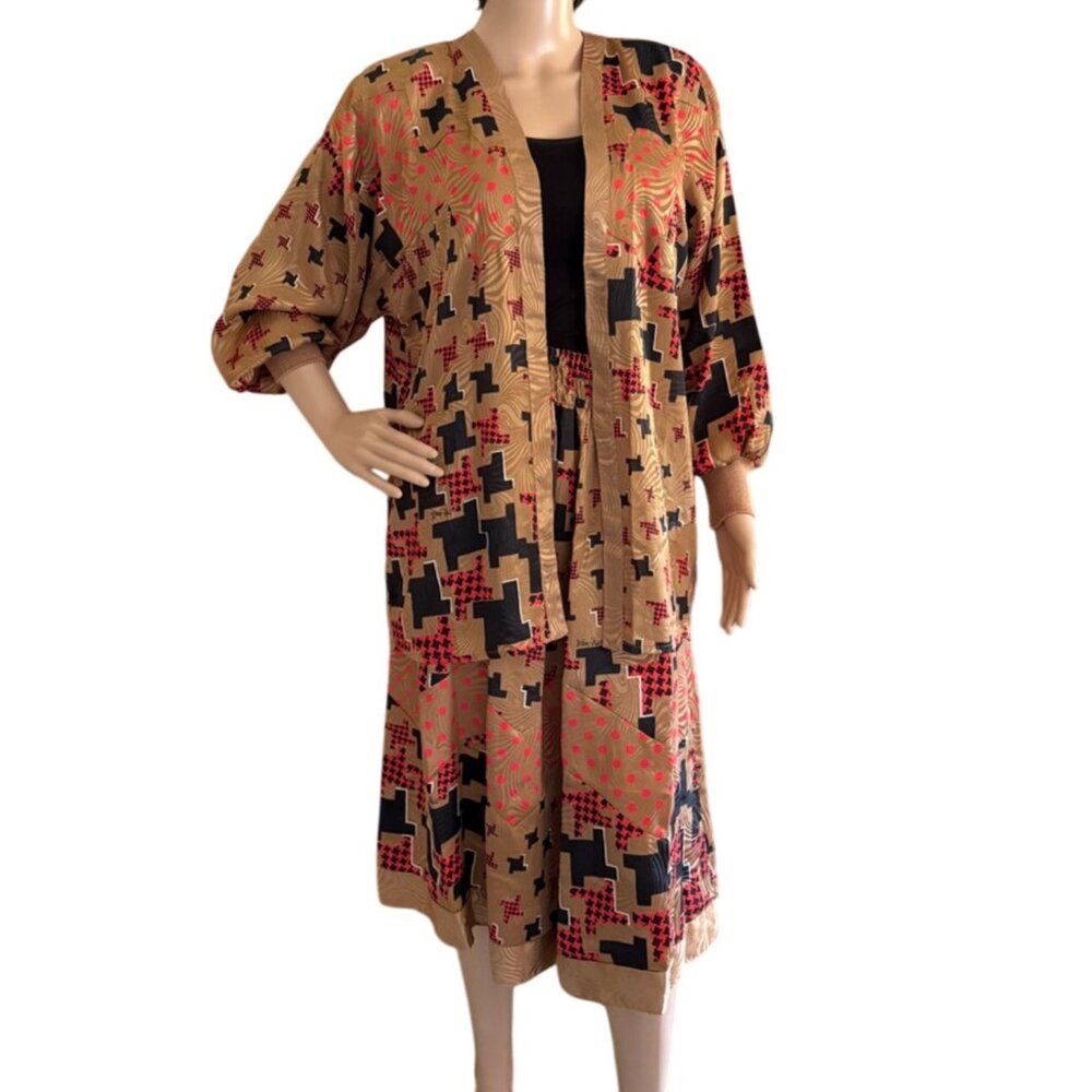 Vintage Designer Diane Freis NWT Jacket and Skirt Set Bold Abstract Print 80s